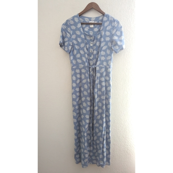 Vintage Dresses & Skirts - VINTAGE Styleworks Retro Floral Button Down Tied back & front Maxi Dress